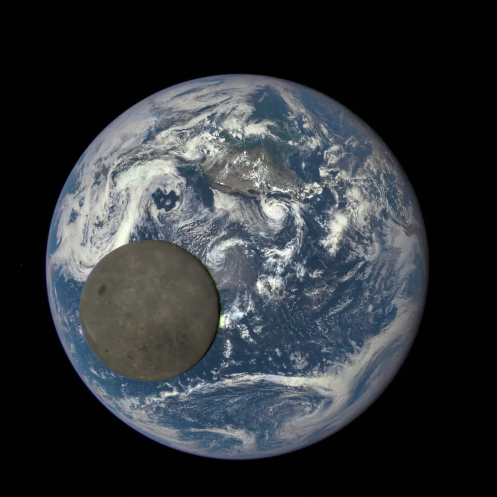 Earth and Moon photographed together from deep space