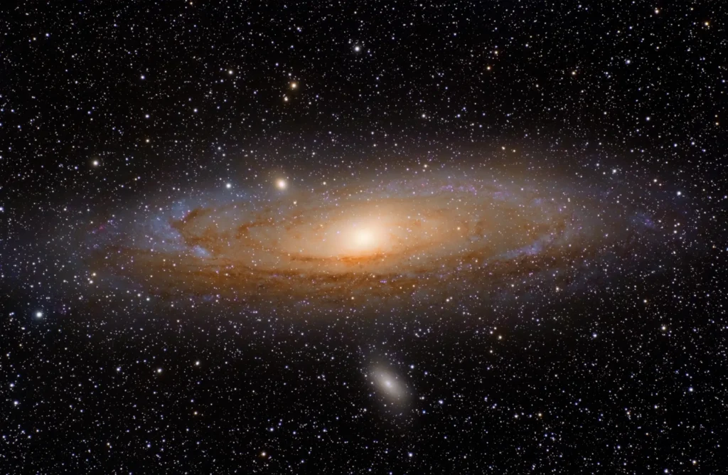 Andromeda Galaxy surrounded by a dense field of stars