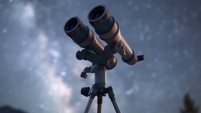 Beginner learning how to stargaze with binoculars at twilight